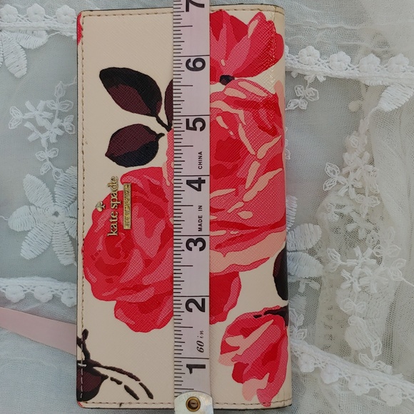 Kate Spade Cameron Street Roses Stacy Pink Saffiano Leather Bifold Wallet - Picture 8 of 17